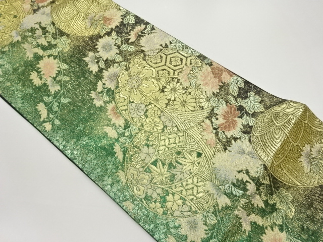 JAPANESE FUKURO OBI / WOVEN FLOWER & MARI BALL